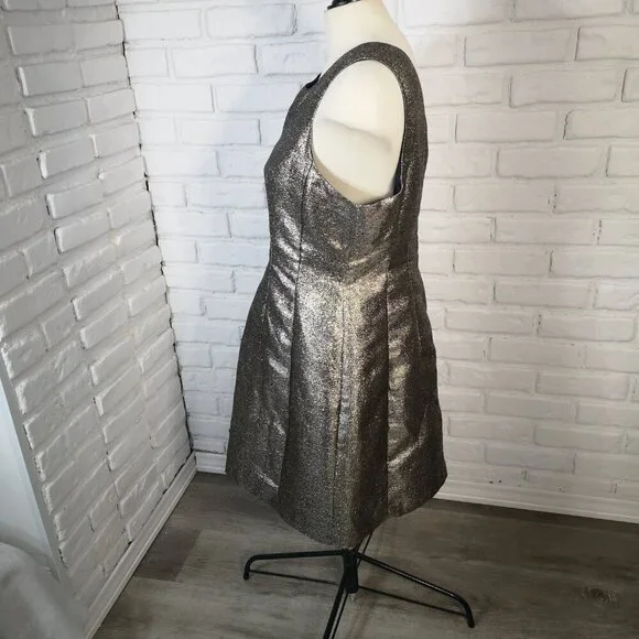 Smart Set Ladies Size 16 Lined Shimmery Dark Silver Sleeveless Party Dress - Picture 4 of 10